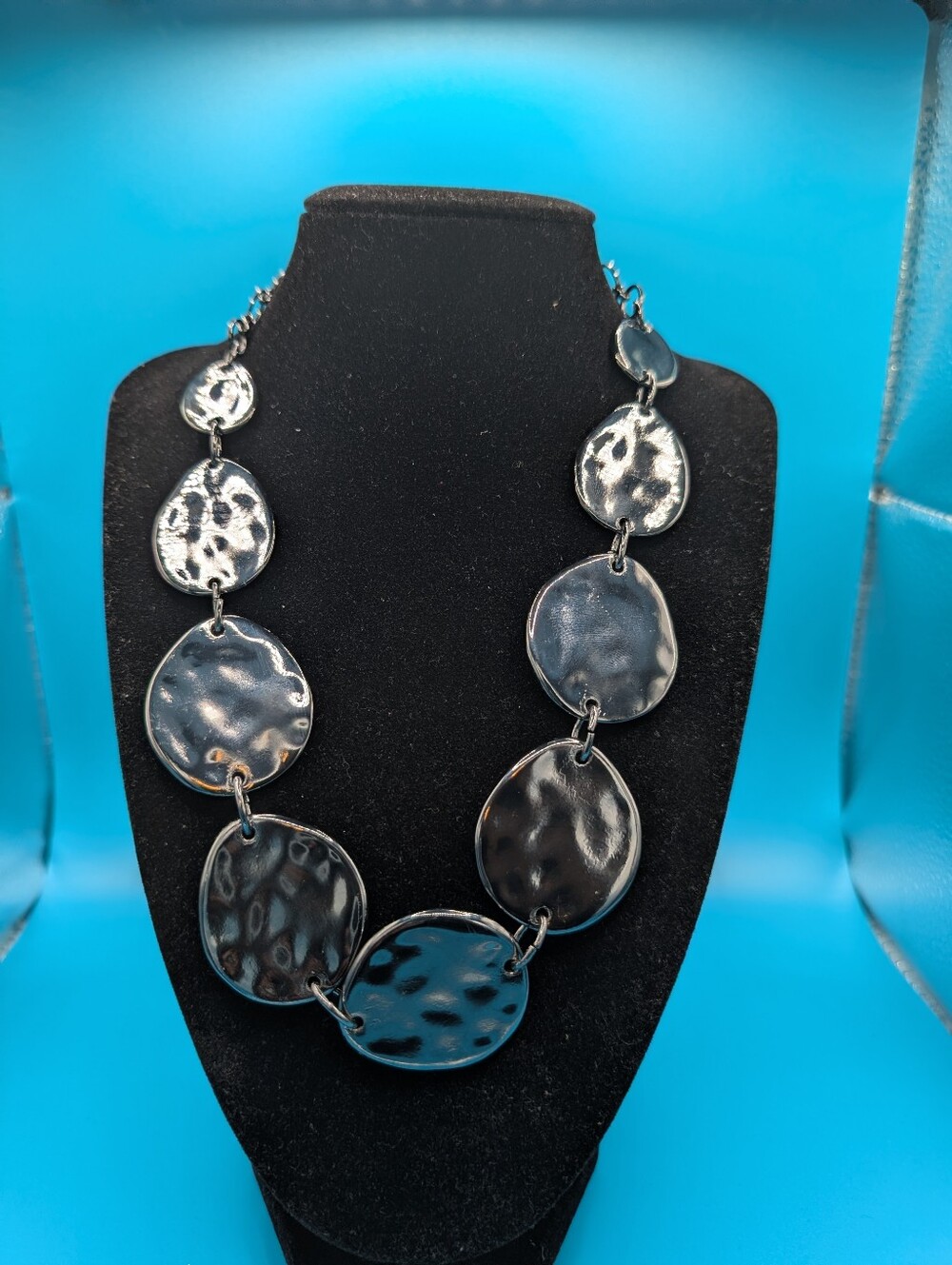 Chico's Statement Hammered Disc Necklace
